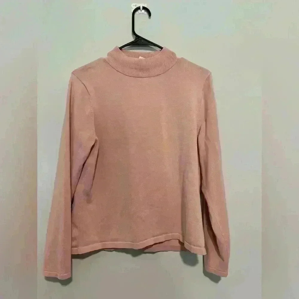 Pendleton Sweater Womens Medium Pink Turtleneck Long Sleeve Silk/Nylon
